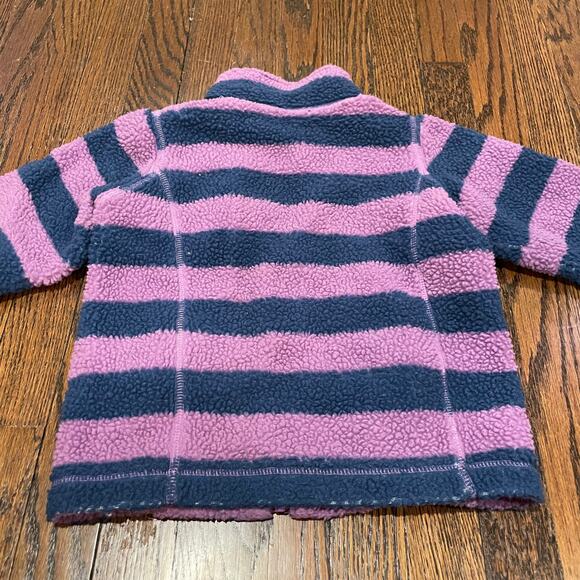 Lands End Purple Blue Striped Fuzzy Jacket Girls Size 4/Small Full Zip Warm - Picture 2 of 7